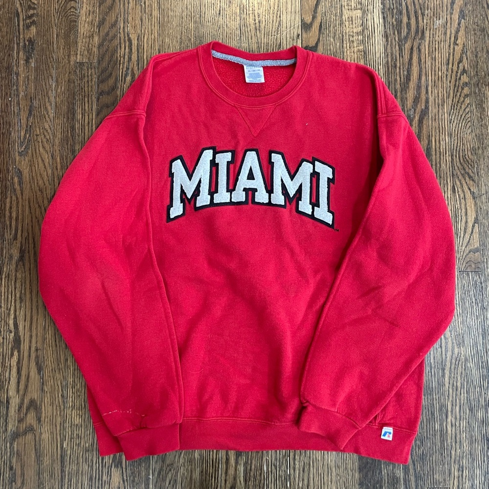 Vintage Miami University RedHawks Russell Pullover Crewneck Sweatshirt VTG